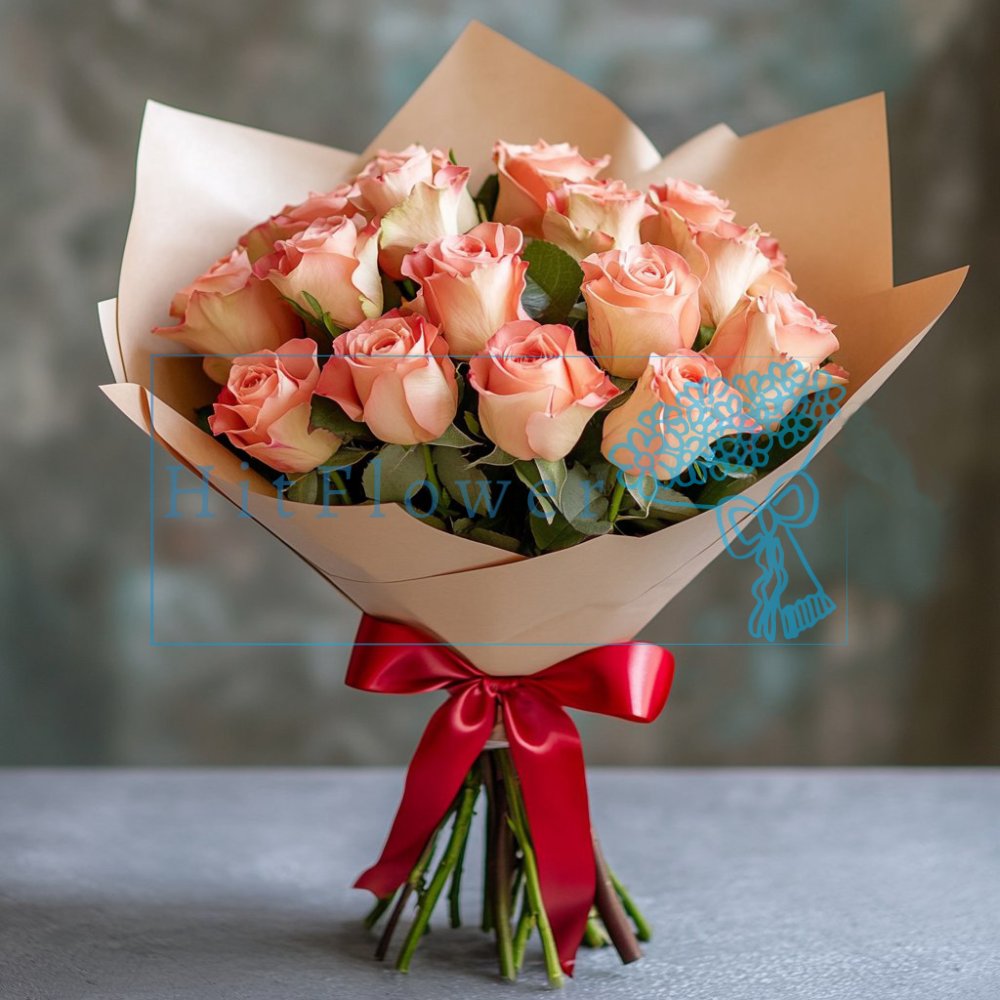 Букет роз 15 нежных роз